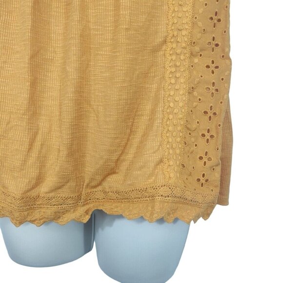 Knox Rose Eyelet Ribbed Tank Top Tassel Women Size L 12 14 Gold Sleeveless NEW - Picture 3 of 9